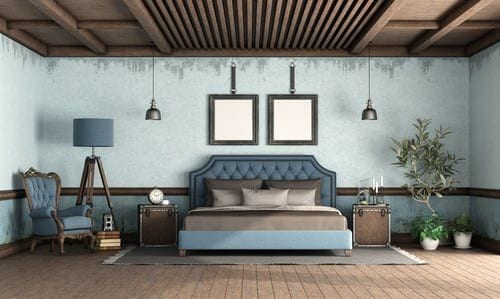 Elegantly painted bedroom interior showing a professional wall and trim finish